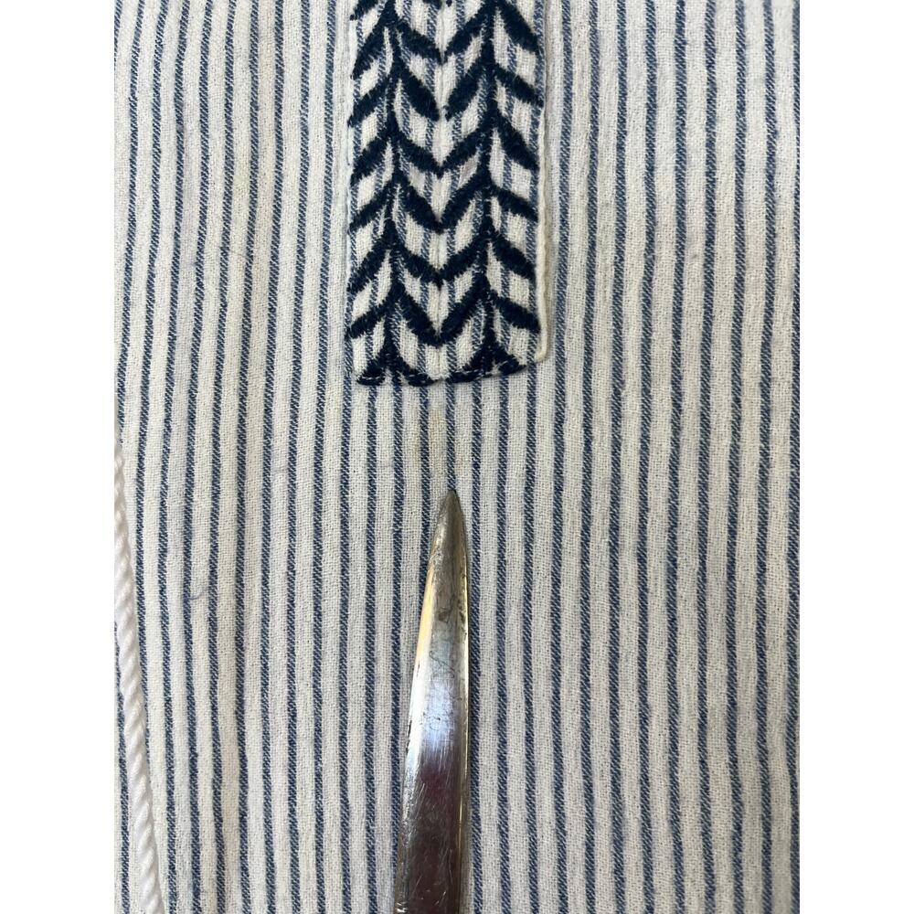 J. Jill Embroidered Pinstripe Tunic Dress sz L Coastal Coverup Vacation Bohemian - Picture 8 of 9